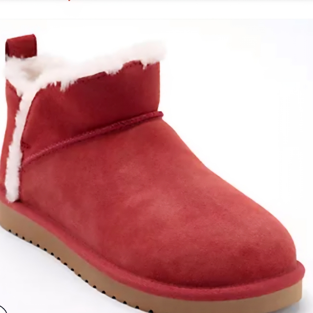 Koolaburra Rust Suede Shearling-Lined Ankle Booties